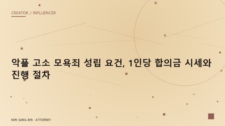 악플 고소 모욕죄 성립 요건, 1인당 합의금 시세와 진행 절차