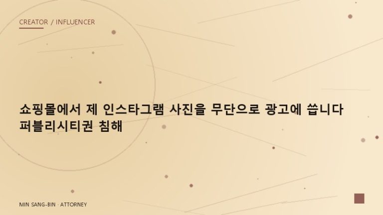 “쇼핑몰에서 제 인스타그램 사진을 무단으로 광고에 씁니다” 퍼블리시티권 침해